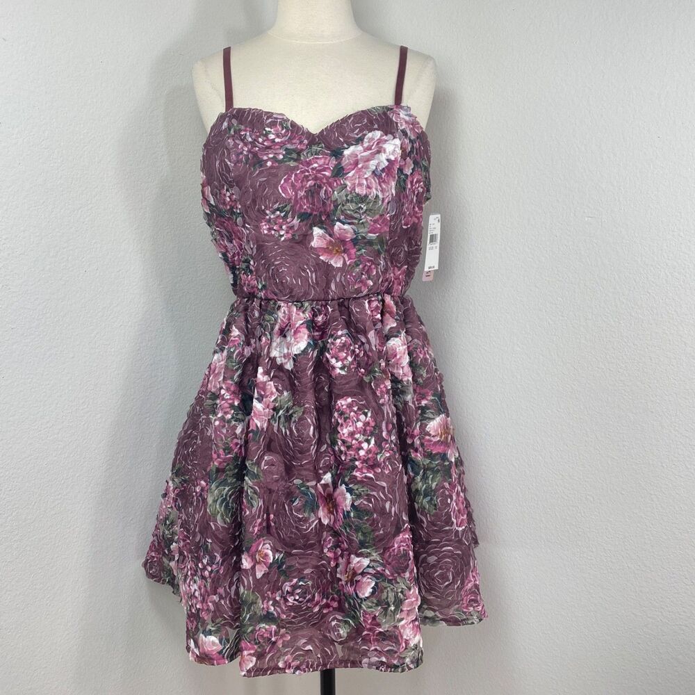 BCX Fit n Flare Floral Party Dress 13 Sweetheart Neckline Textured Cutouts Macys